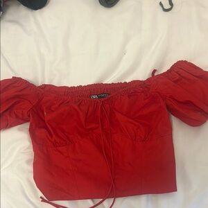 Zara Scarlet Off-Shoulder Blouse